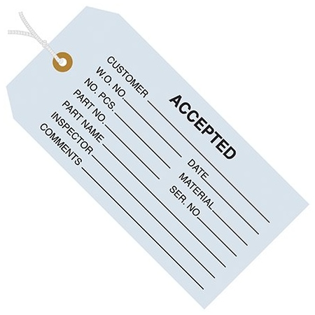 Bsc Preferred 4 3/4 x 2-3/8'' - ''Accepted Blue'' Inspection Tags - Pre-Strung, 1000PK BUY00029983